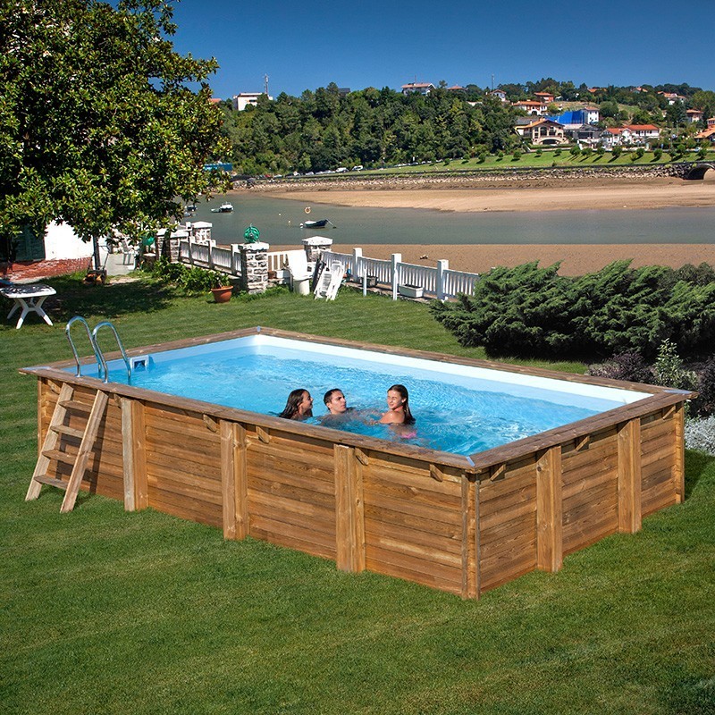 Piscina de madera Gre Evora rectangular 600x400x133