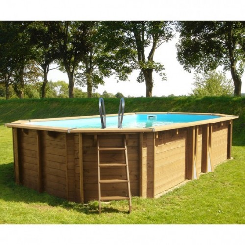 Piscina de madera Gre Safran ovalada 637x412x133