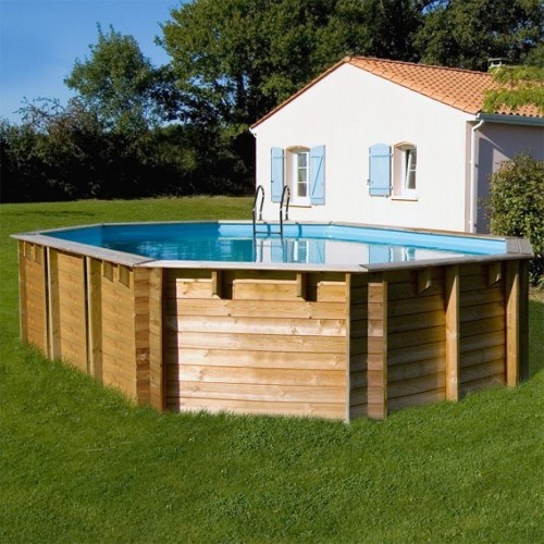 Piscina de madera Gre Vermela ovalada 672x472x146