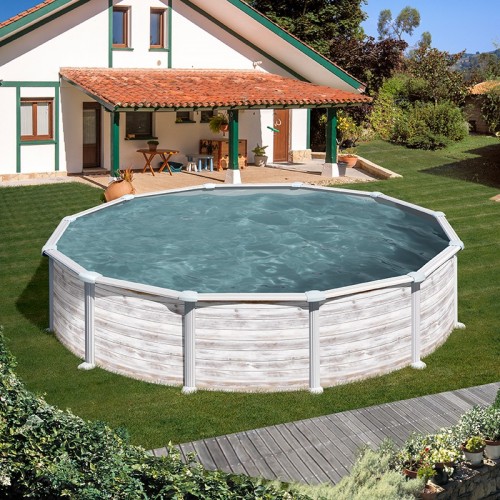 Piscina Gre Groenlandia circular imitación madera Ø 460 x 132 cm