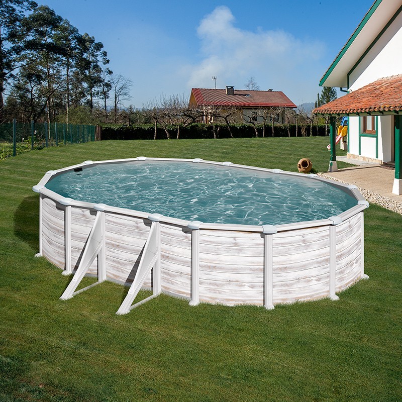 Piscina Gre Groenlandia ovalada imitación madera