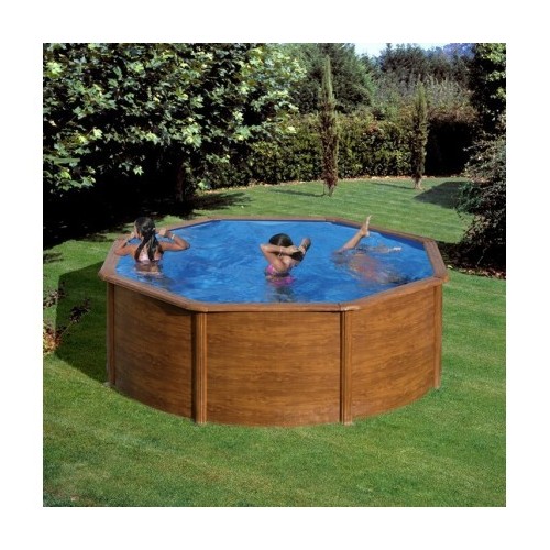 Piscina Gre Pacific circular imitación madera